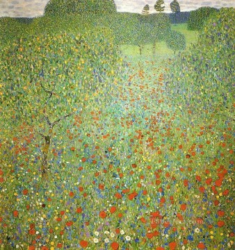 klimt kiss Painting - Mohnfeld Gustav Klimt landscape Austrian flowers